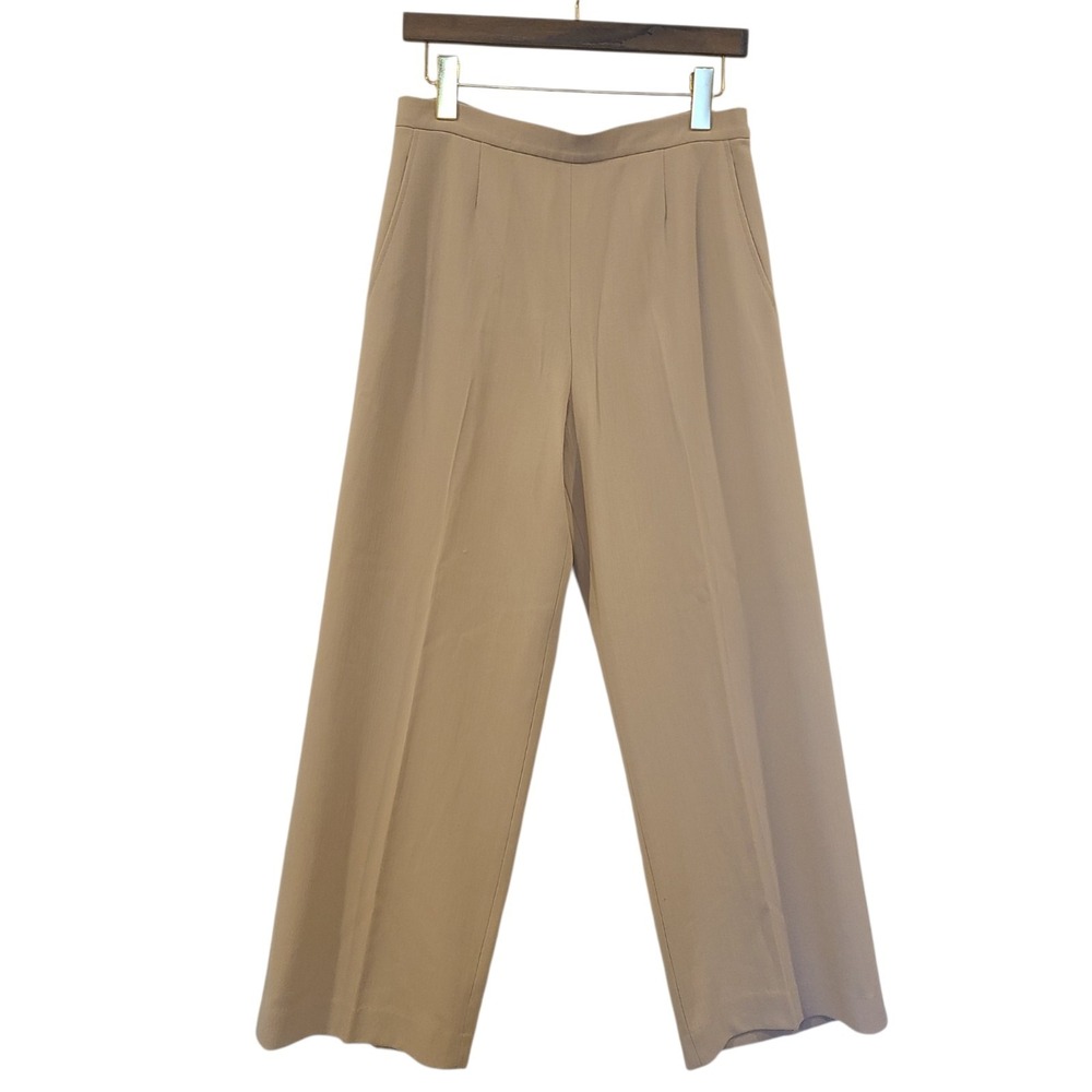 Max Mara Wool Wide Leg Dress Pants Womens US 12 Beige High Rise Quiet Luxury
